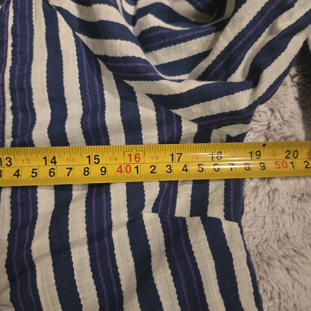 Roller Rabbit Blue White Striped Cover Up [Medium] 100% Cotton Boho Embroidery - Picture 8 of 9